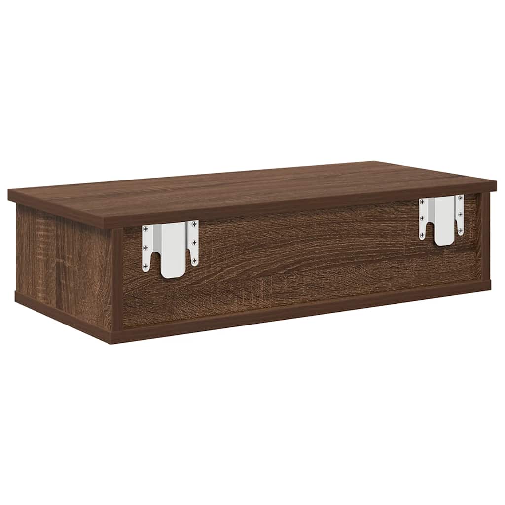 vidaXL Wandregal mit Schubladen Braun Eiche 60x28x15 cm Holzwerkstoff