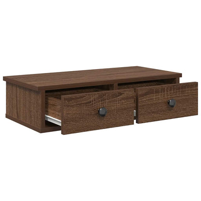 vidaXL Wandregal mit Schubladen Braun Eiche 60x28x15 cm Holzwerkstoff