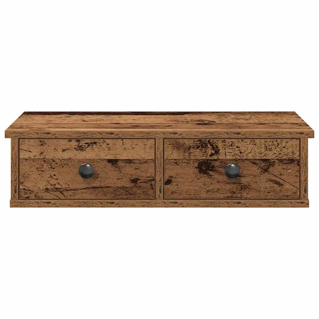vidaXL Étagère murale avec tiroirs aspect bois de récupération 60x28x15 cm Bois d'ingénierie