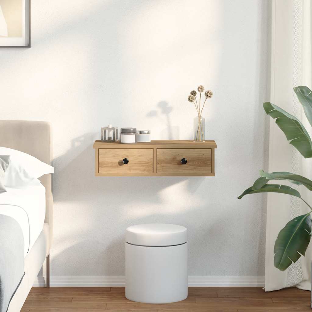 vidaXL Étagère murale avec tiroirs Chêne artisanal 60x28x15 cm Bois d'ingénierie