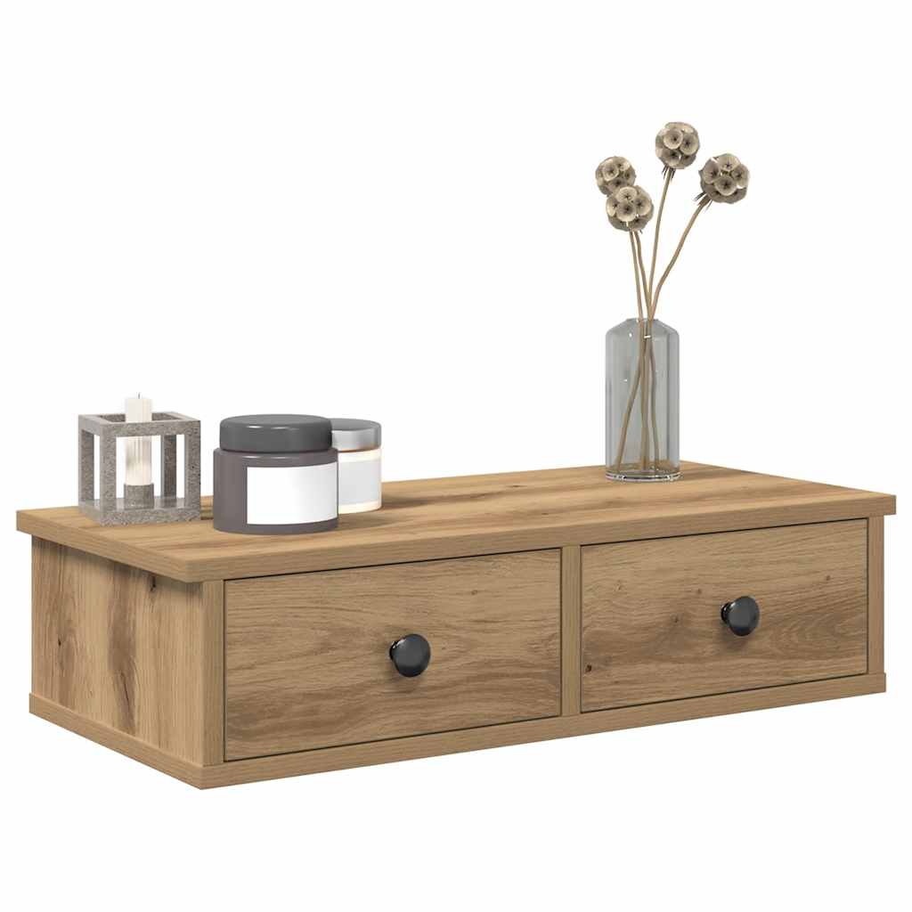 vidaXL Étagère murale avec tiroirs Chêne artisanal 60x28x15 cm Bois d'ingénierie