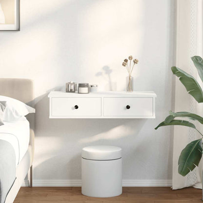 Wandregal mit Schubladen Weiß 80x34x17 cm Holzwerkstoff