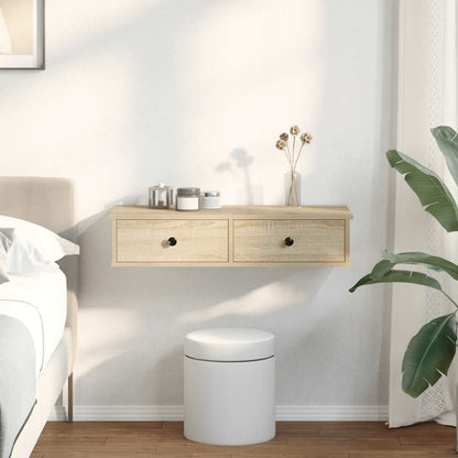 Wandregal mit Schubladen Sonoma-Eiche 80x34x17 cm Holzwerkstoff