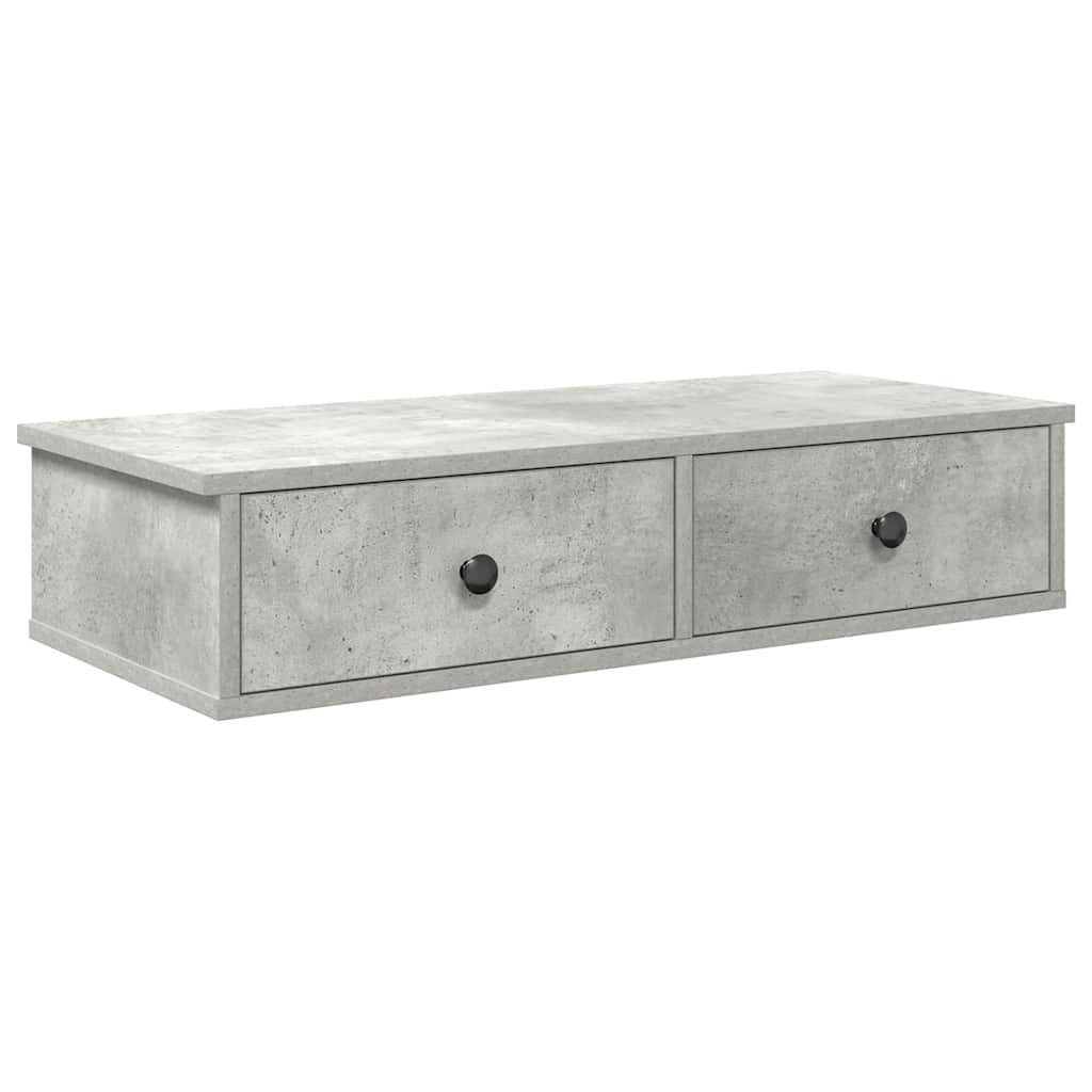 vidaXL Wandregal mit Schubladen Betongrau 80x31x17 cm Holzwerkstoff