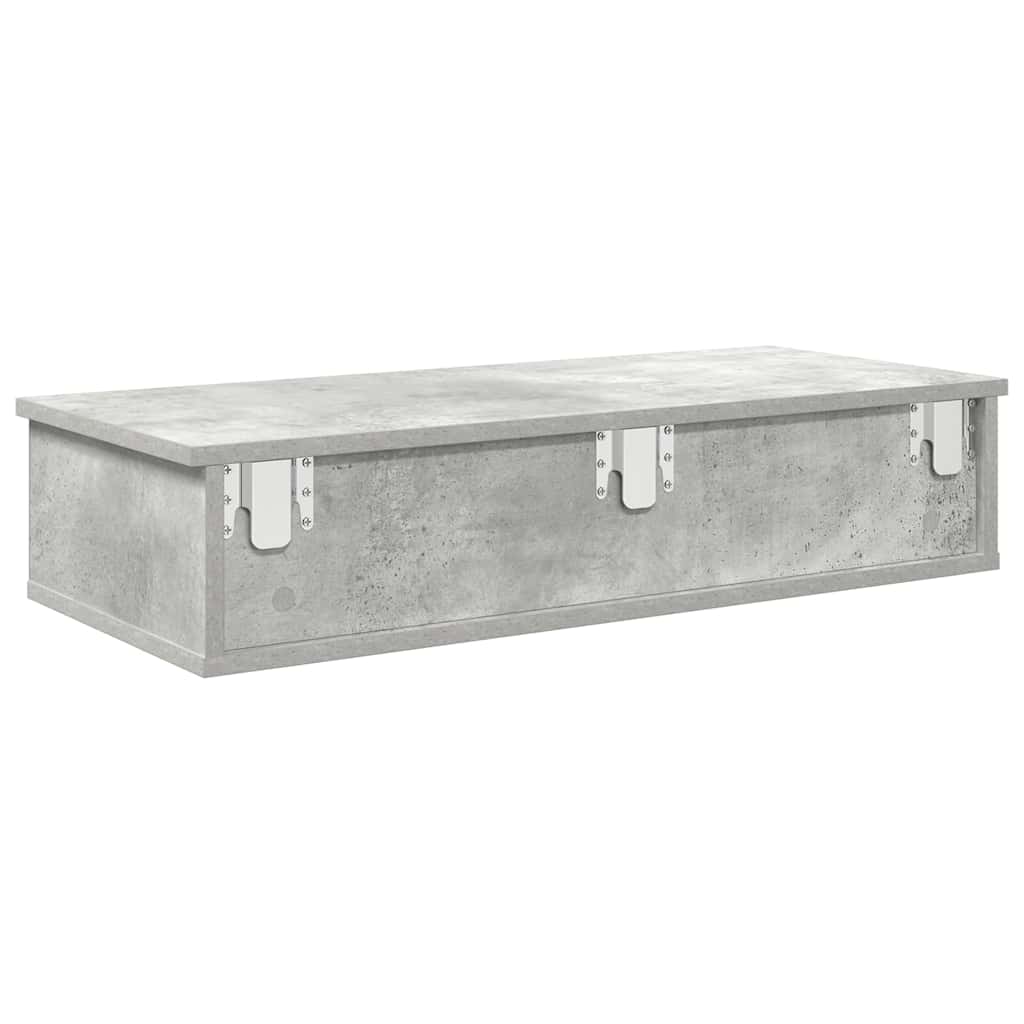 vidaXL Wandregal mit Schubladen Betongrau 80x31x17 cm Holzwerkstoff