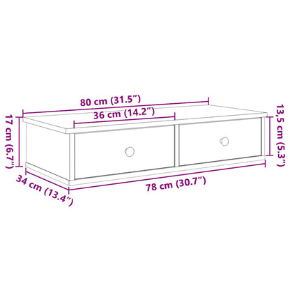 vidaXL Wandregal mit Schubladen Betongrau 80x31x17 cm Holzwerkstoff