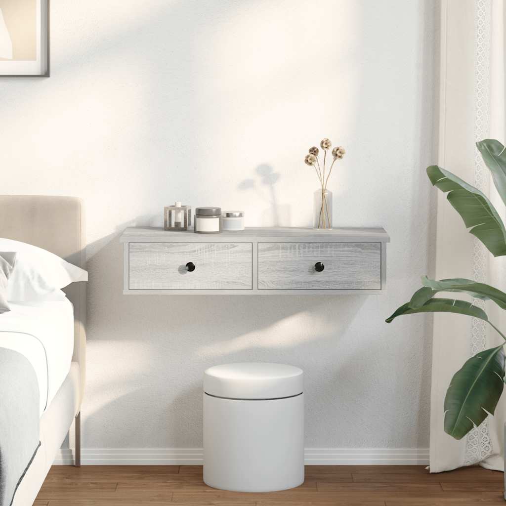 vidaXL Étagère murale avec tiroirs gris sonoma 80x31x17 cm aggloméré