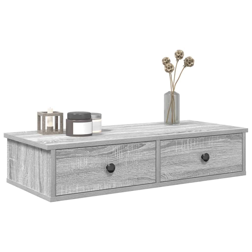 vidaXL Étagère murale avec tiroirs gris sonoma 80x31x17 cm aggloméré