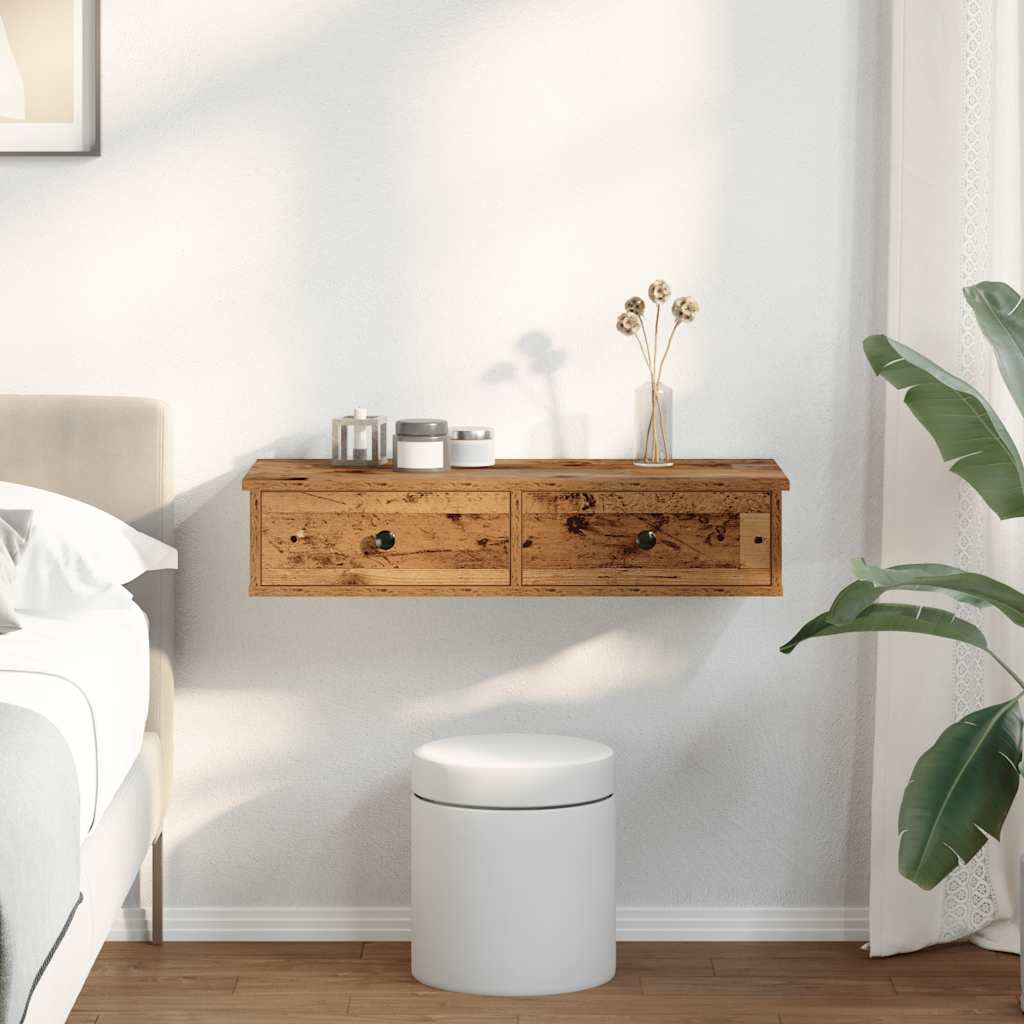 vidaXL Étagère murale avec tiroirs aspect bois recyclé 80x31x17 cm Bois d'ingénierie