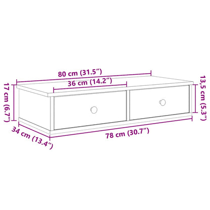 vidaXL Wandregal mit Schubladen Artisan-Eiche 80x31x17cm Holzwerkstoff