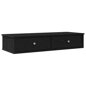 vidaXL Wandregal mit Schubladen Schwarz 100x37,5x19 cm Holzwerkstoff