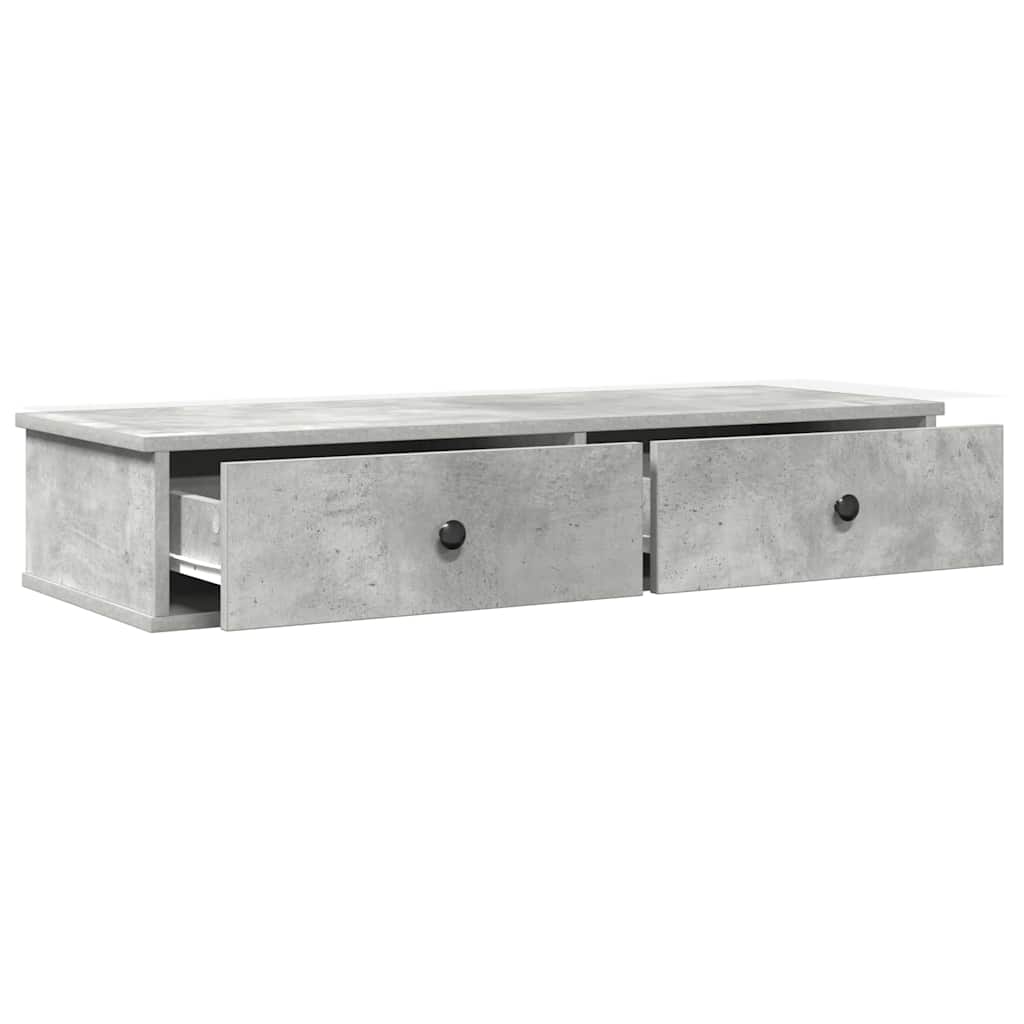 vidaXL Wandregal mit Schubladen Betongrau 100x37,5x19 cm Holzwerkstoff