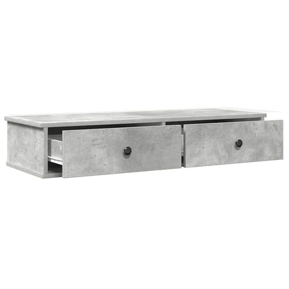 vidaXL Wandregal mit Schubladen Betongrau 100x37,5x19 cm Holzwerkstoff