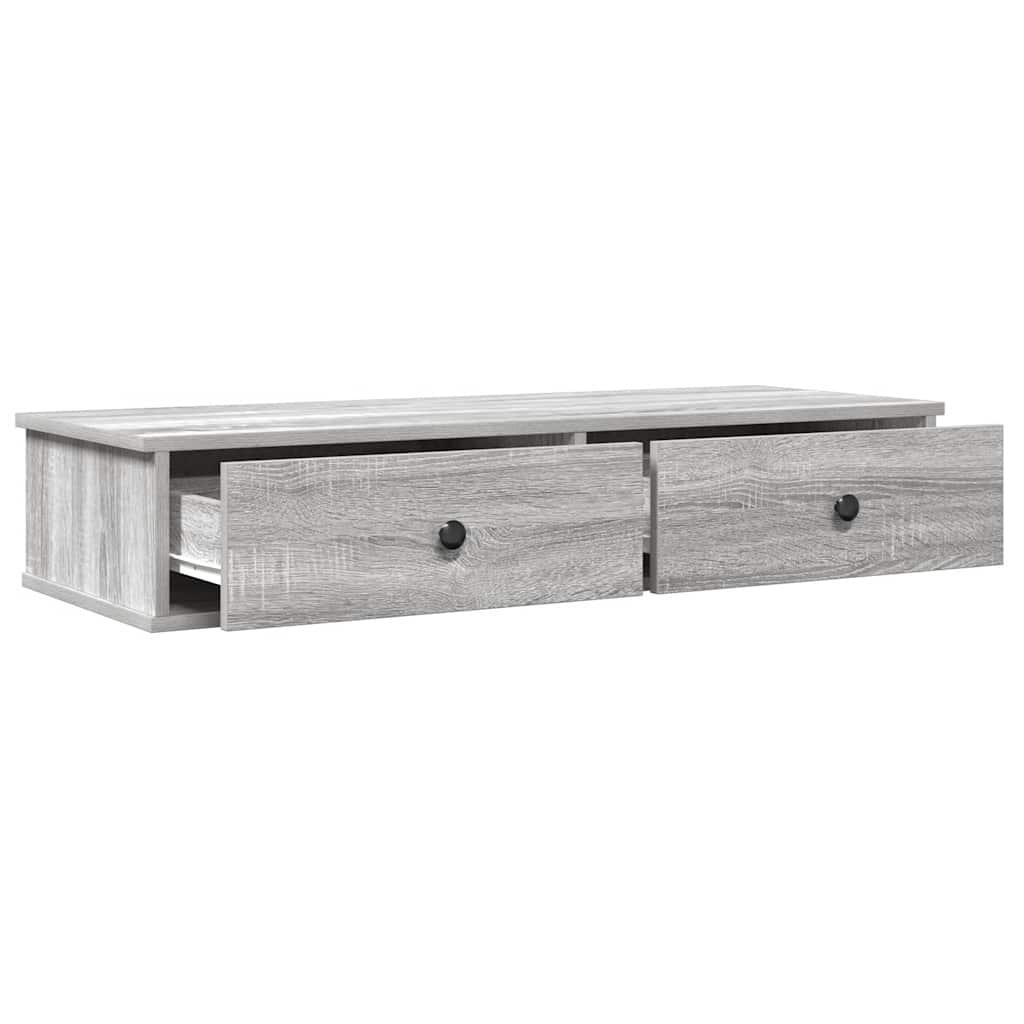 vidaXL Wandregal mit Schubladen Grau Sonoma 100x37,5x19 cm