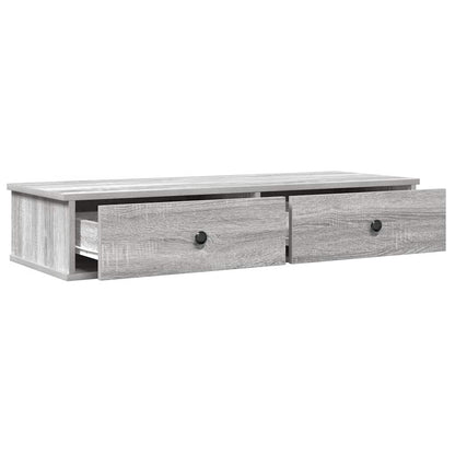 vidaXL Wandregal mit Schubladen Grau Sonoma 100x37,5x19 cm