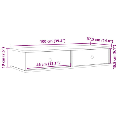 vidaXL Wandregal mit Schubladen Grau Sonoma 100x37,5x19 cm