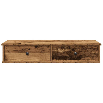 vidaXL Wandregal mit Schubladen Altholz-Optik 100x37,5x19 cm