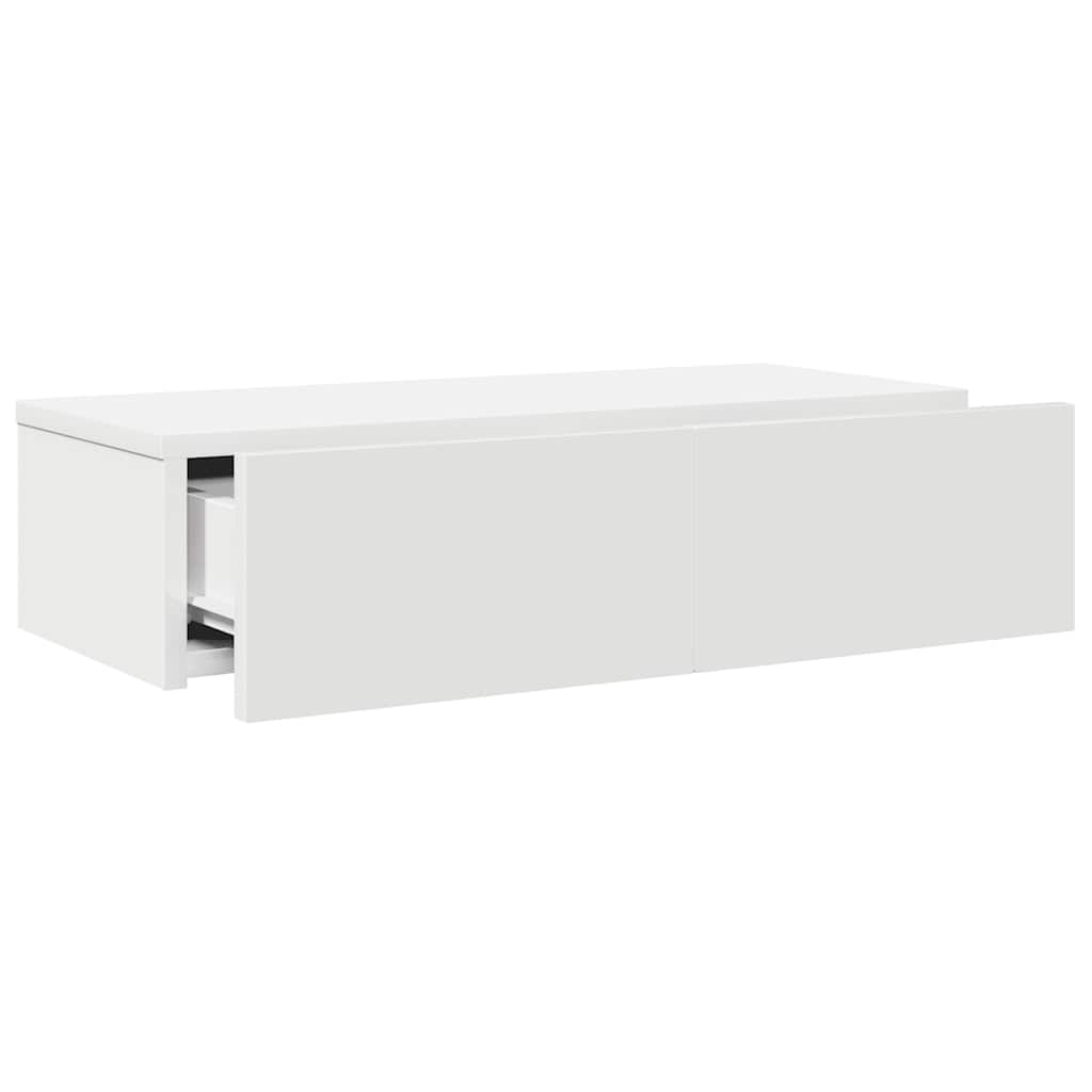 vidaXL Wandregal mit Schubladen Weiß 60x26,5x15 cm Holzwerkstoff