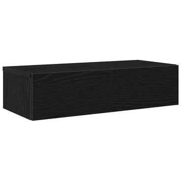 vidaXL Wandregal mit Schubladen Schwarz 60x26,5x15 cm Holzwerkstoff