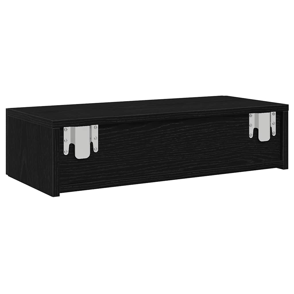 vidaXL Wandregal mit Schubladen Schwarz 60x26,5x15 cm Holzwerkstoff