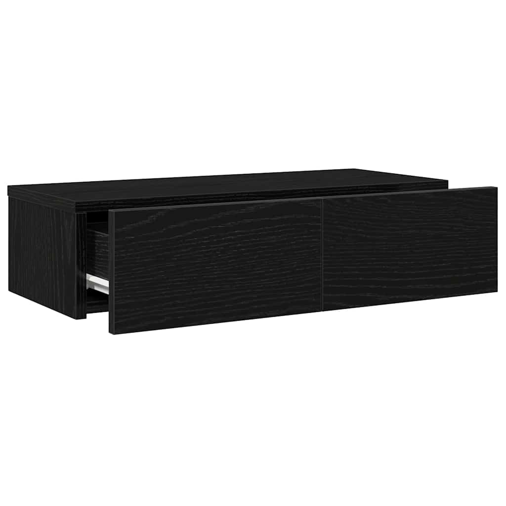 vidaXL Wandregal mit Schubladen Schwarz 60x26,5x15 cm Holzwerkstoff