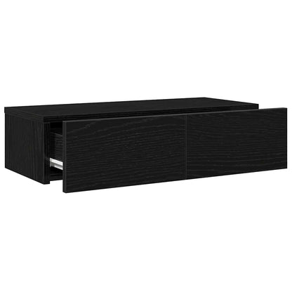 vidaXL Wandregal mit Schubladen Schwarz 60x26,5x15 cm Holzwerkstoff