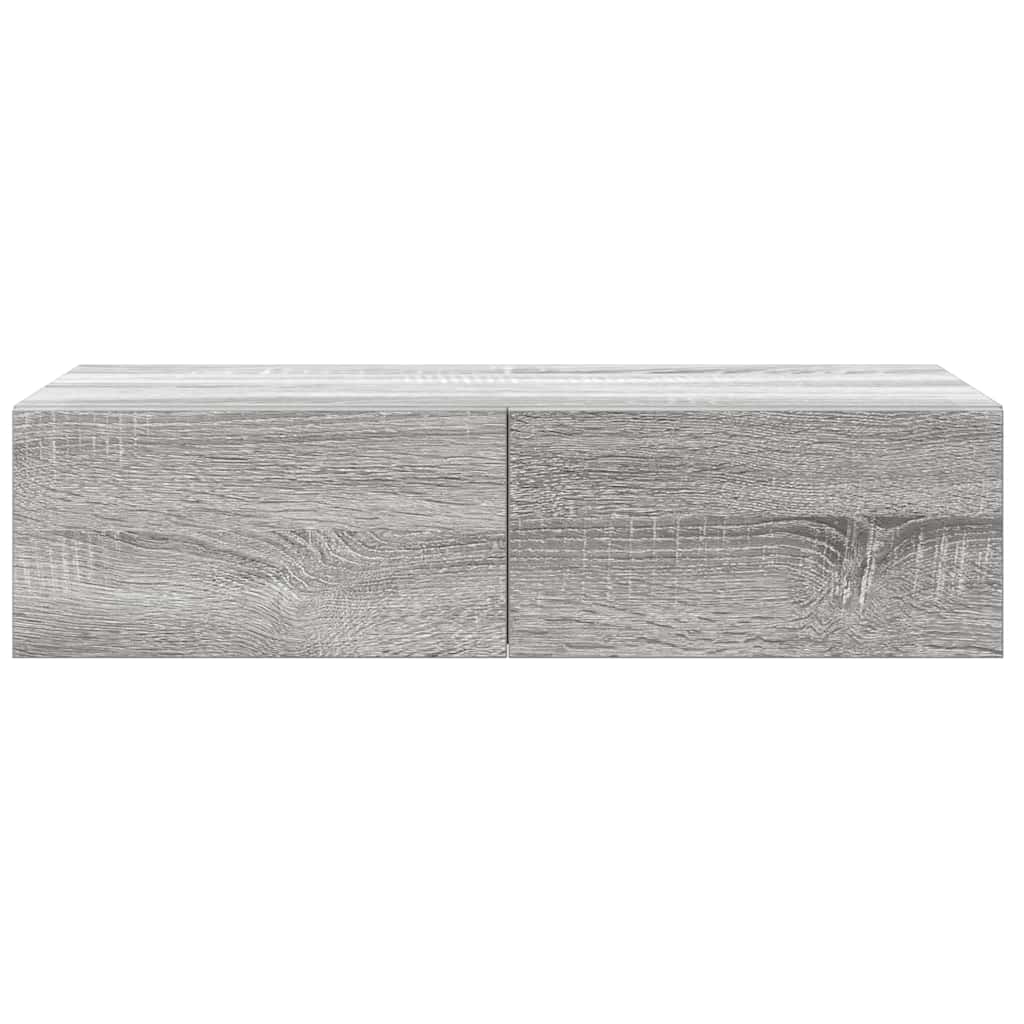 vidaXL Wandregal mit Schubladen Grau Sonoma 60x26,5x15cm Holzwerkstoff