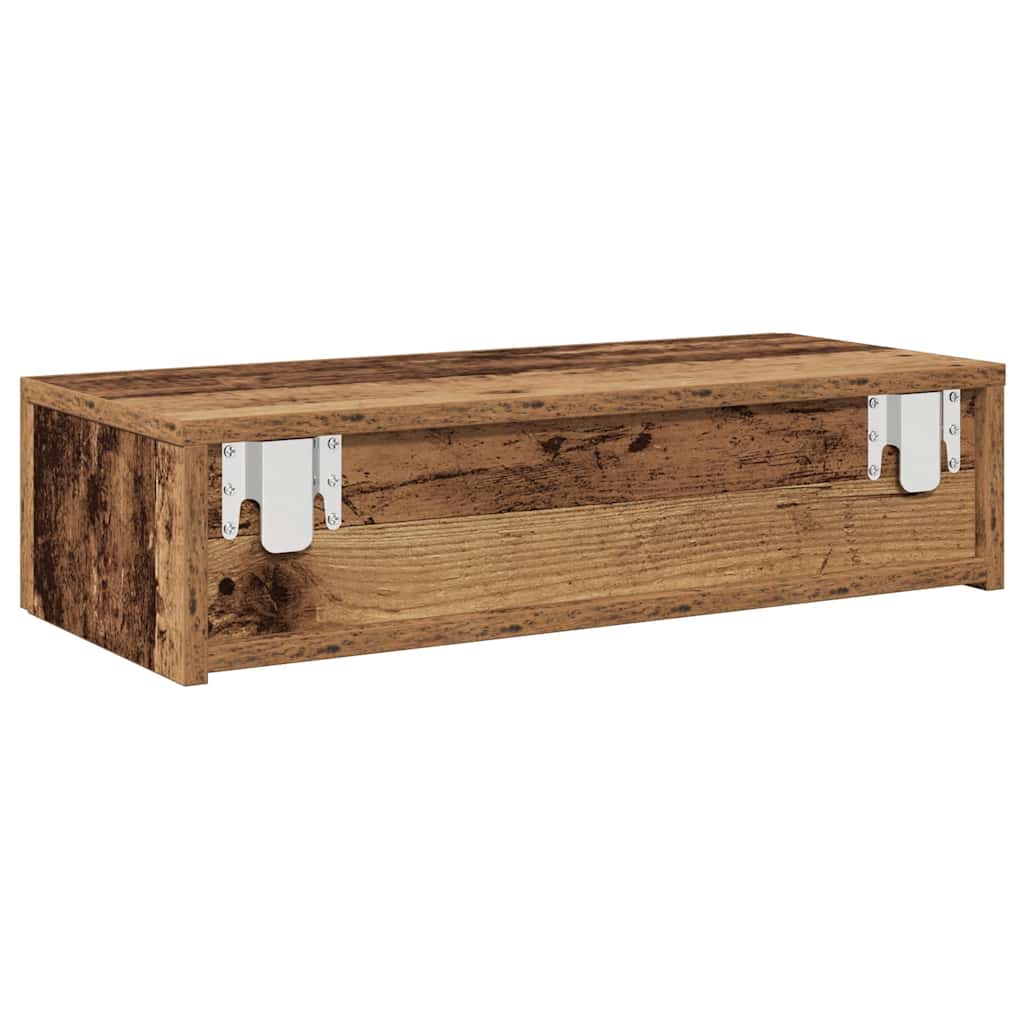 vidaXL Wandregal mit Schubladen Altholz-Optik 60x26,5x15 cm