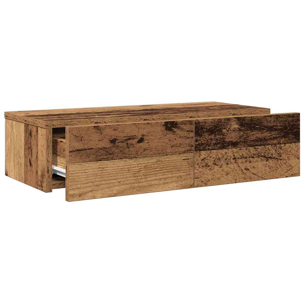 vidaXL Wandregal mit Schubladen Altholz-Optik 60x26,5x15 cm