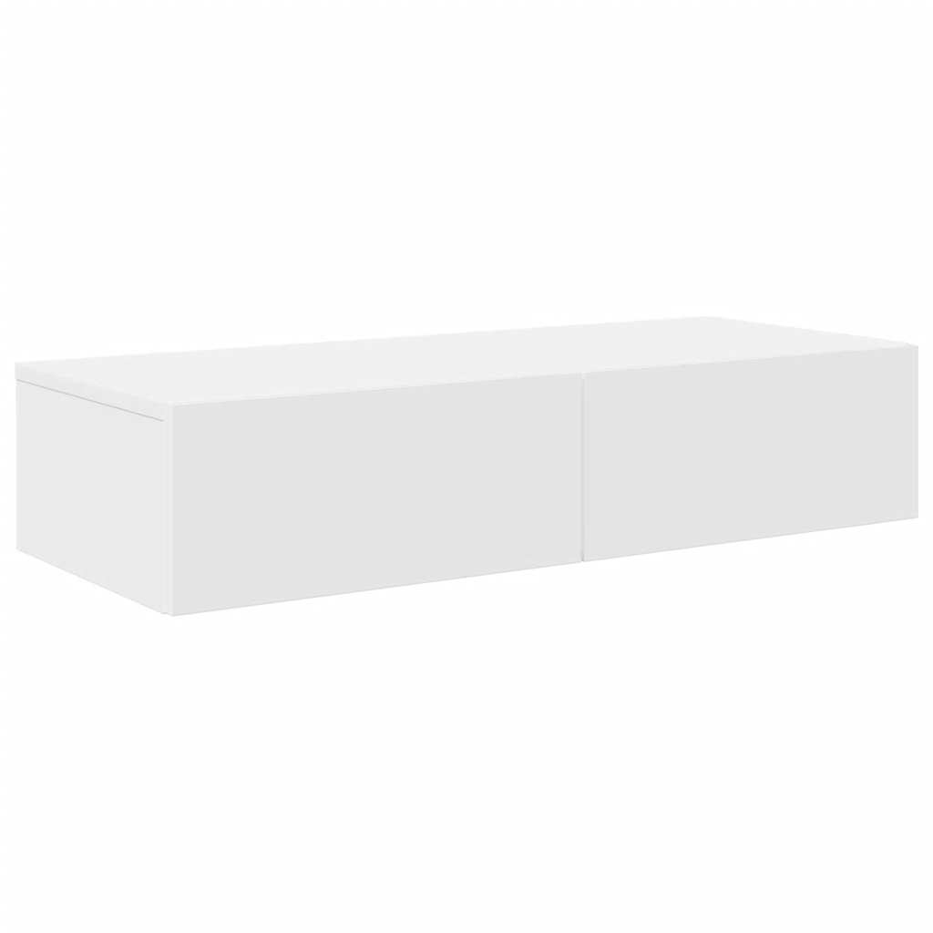 vidaXL Étagère murale avec tiroirs Blanc 80x33x17 cm Bois d'ingénierie
