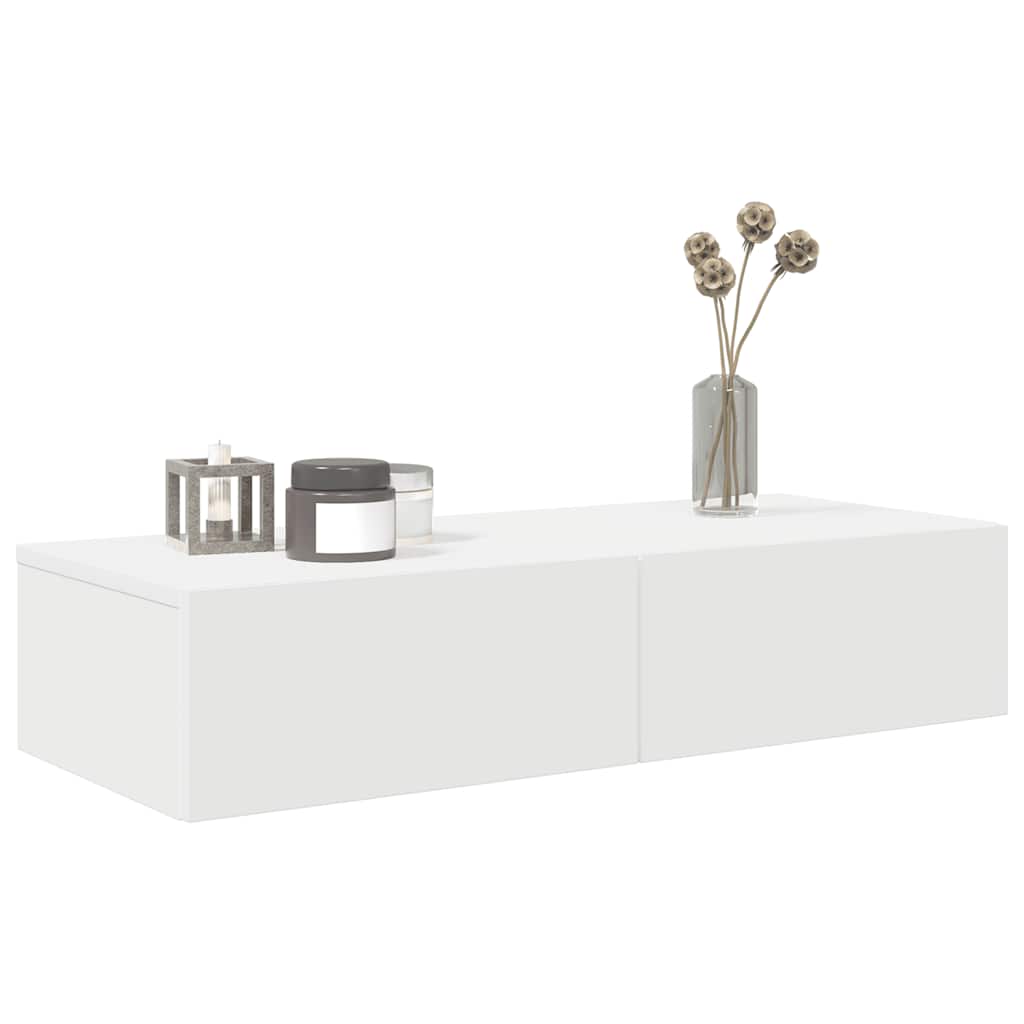 vidaXL Étagère murale avec tiroirs Blanc 80x33x17 cm Bois d'ingénierie