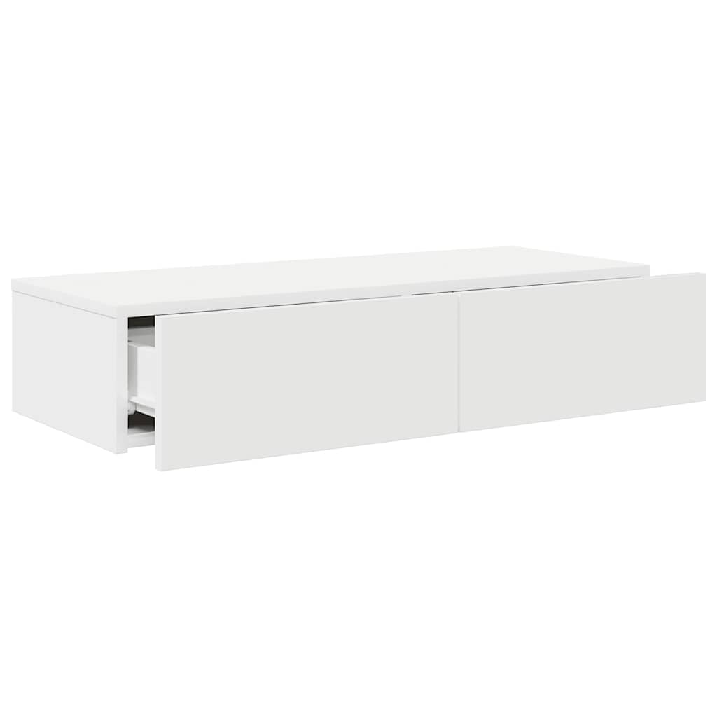 vidaXL Étagère murale avec tiroirs Blanc 80x33x17 cm Bois d'ingénierie