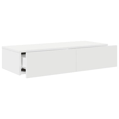 vidaXL Étagère murale avec tiroirs Blanc 80x33x17 cm Bois d'ingénierie