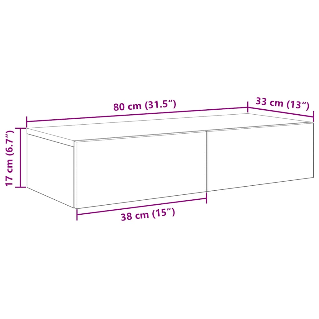 vidaXL Étagère murale avec tiroirs Blanc 80x33x17 cm Bois d'ingénierie