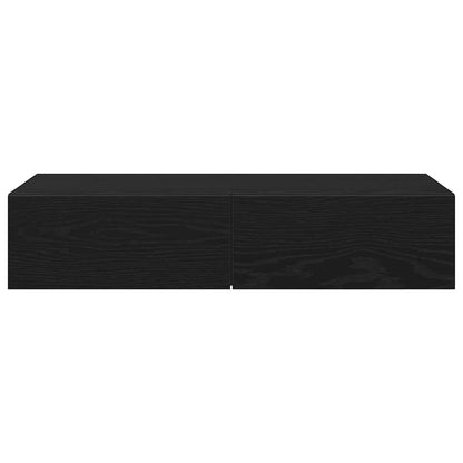 vidaXL Wandregal mit Schubladen Schwarz 80x33x17 cm Holzwerkstoff