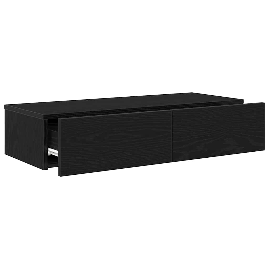vidaXL Wandregal mit Schubladen Schwarz 80x33x17 cm Holzwerkstoff