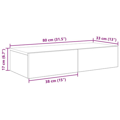 vidaXL Wandregal mit Schubladen Schwarz 80x33x17 cm Holzwerkstoff