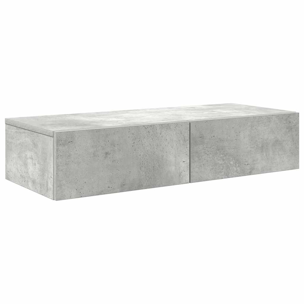 vidaXL Étagère murale avec tiroirs gris béton 80x33x17 cm bois d'ingénierie