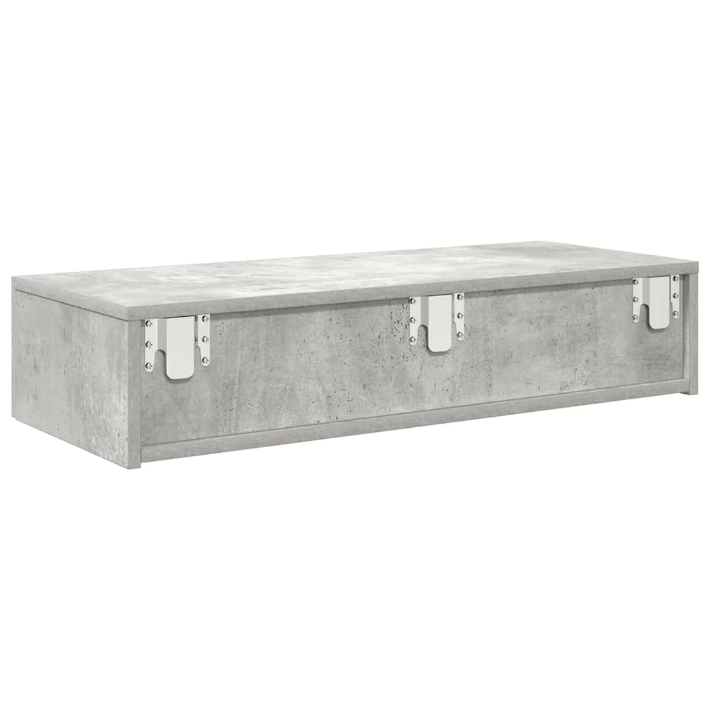 vidaXL Étagère murale avec tiroirs gris béton 80x33x17 cm bois d'ingénierie