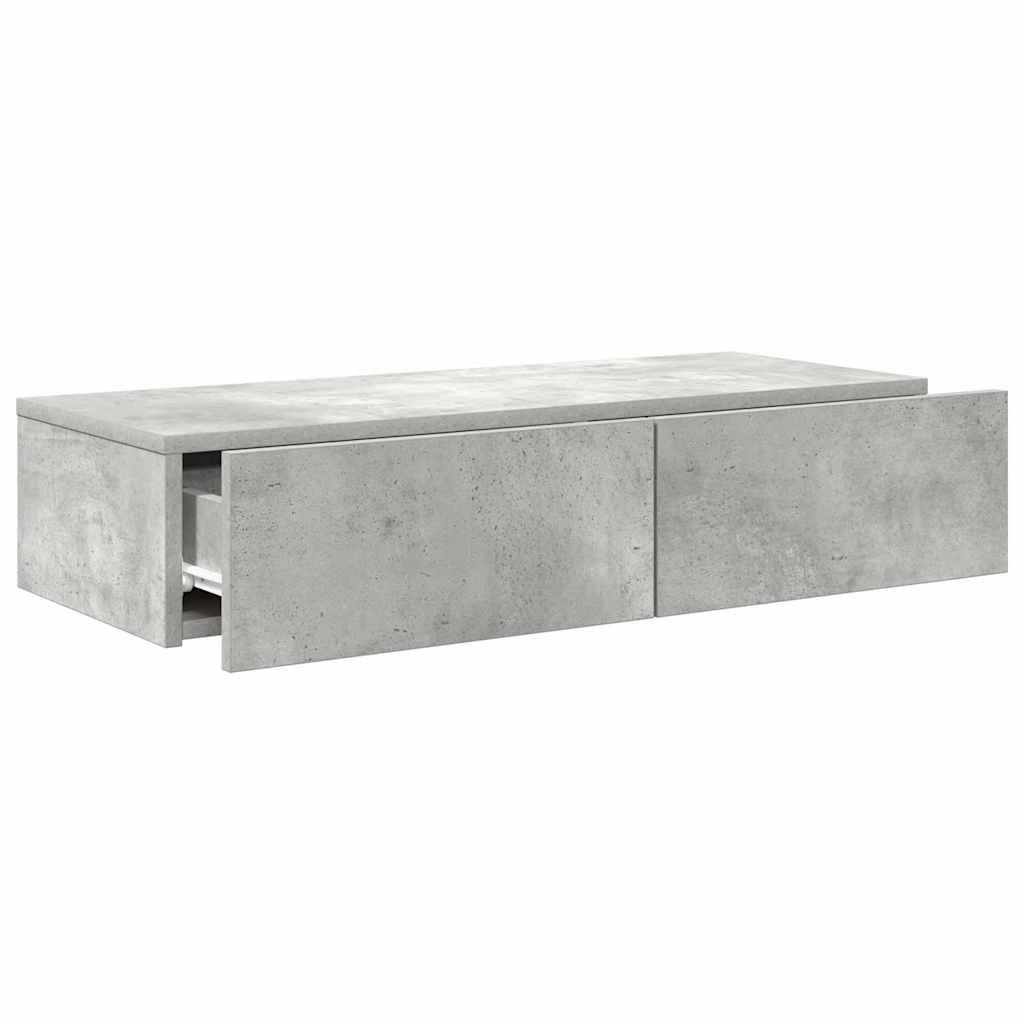 vidaXL Étagère murale avec tiroirs gris béton 80x33x17 cm bois d'ingénierie