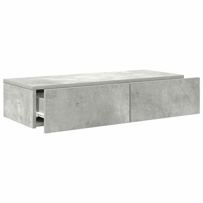 vidaXL Étagère murale avec tiroirs gris béton 80x33x17 cm bois d'ingénierie