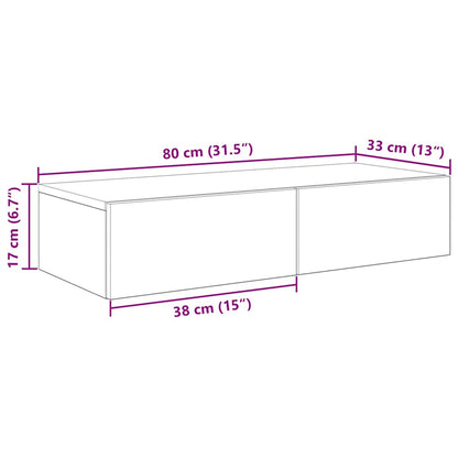 vidaXL Étagère murale avec tiroirs gris béton 80x33x17 cm bois d'ingénierie