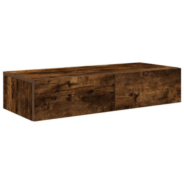 vidaXL Étagère murale avec tiroirs chêne fumé 80x33x17 cm Bois d'ingénierie