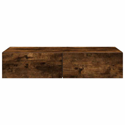 vidaXL Étagère murale avec tiroirs chêne fumé 80x33x17 cm Bois d'ingénierie