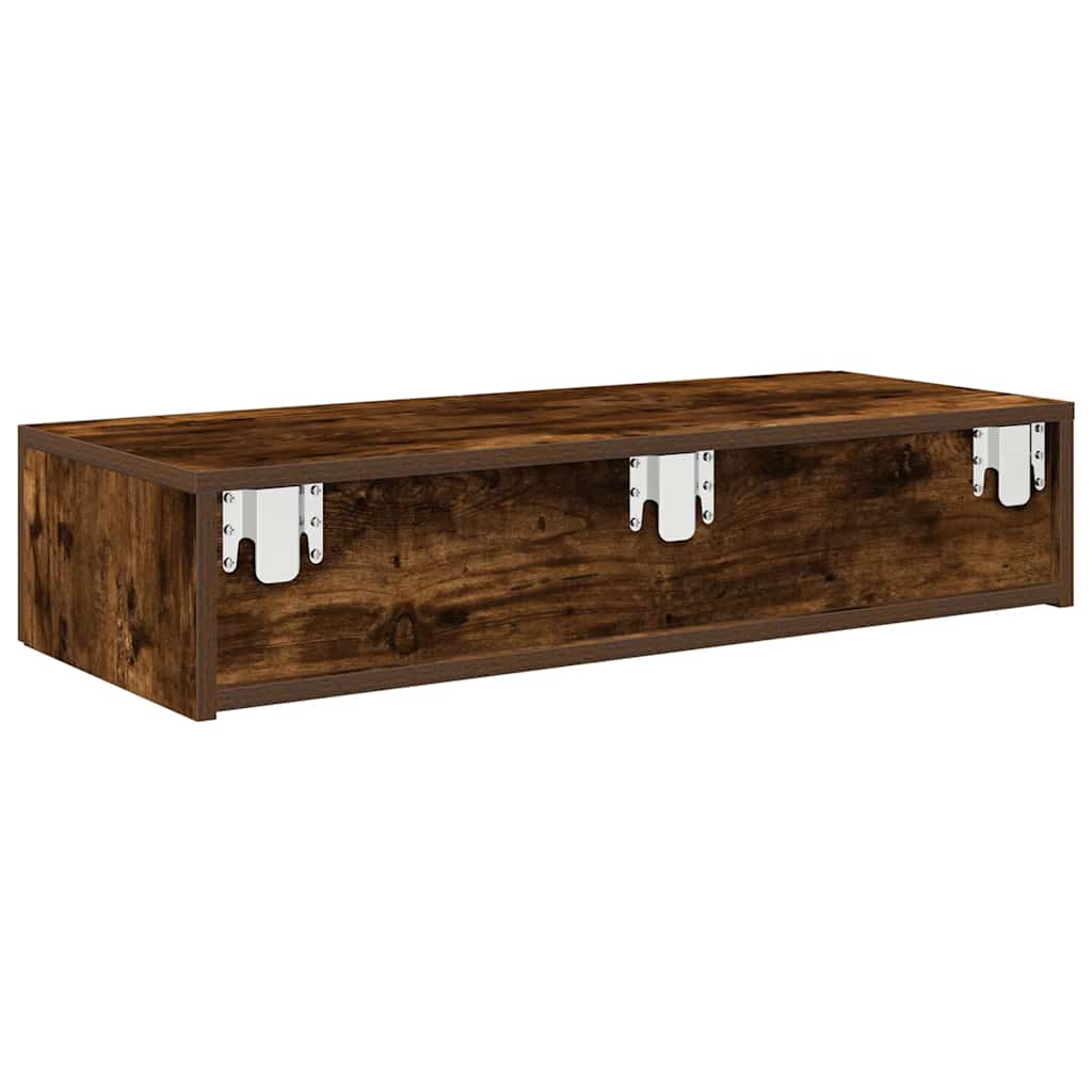 vidaXL Étagère murale avec tiroirs chêne fumé 80x33x17 cm Bois d'ingénierie