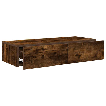 vidaXL Étagère murale avec tiroirs chêne fumé 80x33x17 cm Bois d'ingénierie