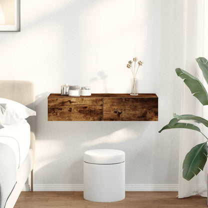 vidaXL Étagère murale avec tiroirs chêne fumé 80x33x17 cm Bois d'ingénierie
