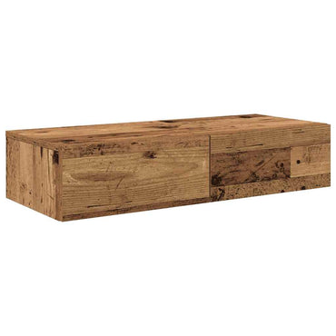 vidaXL Wandregal mit Schubladen Altholz-Optik 80x33x17cm Holzwerkstoff
