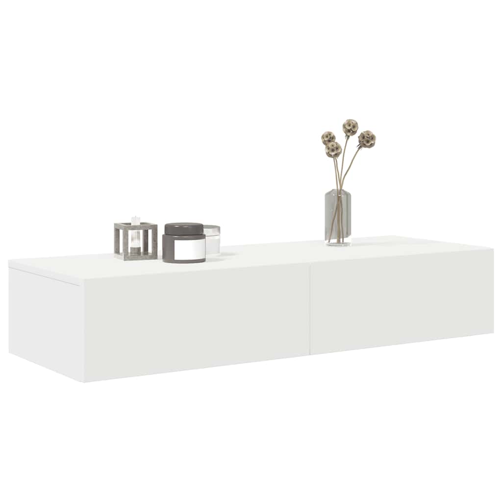 vidaXL Wandregal mit Schubladen Weiß 100x36x19 cm Holzwerkstoff