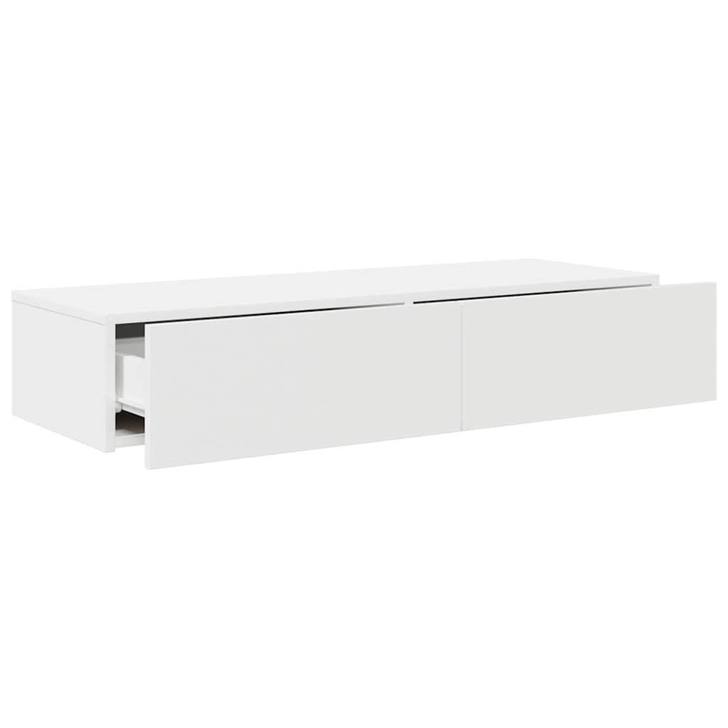 vidaXL Wandregal mit Schubladen Weiß 100x36x19 cm Holzwerkstoff